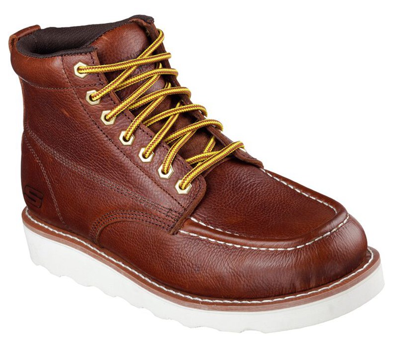 Skechers Relaxed Fit: Pettus - Mens Work Boots Red/Brown [AU-ZS1840]